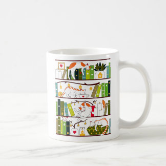 Taza De Café Gatos En Librería, Gato Y Regalo De Amante De Libr