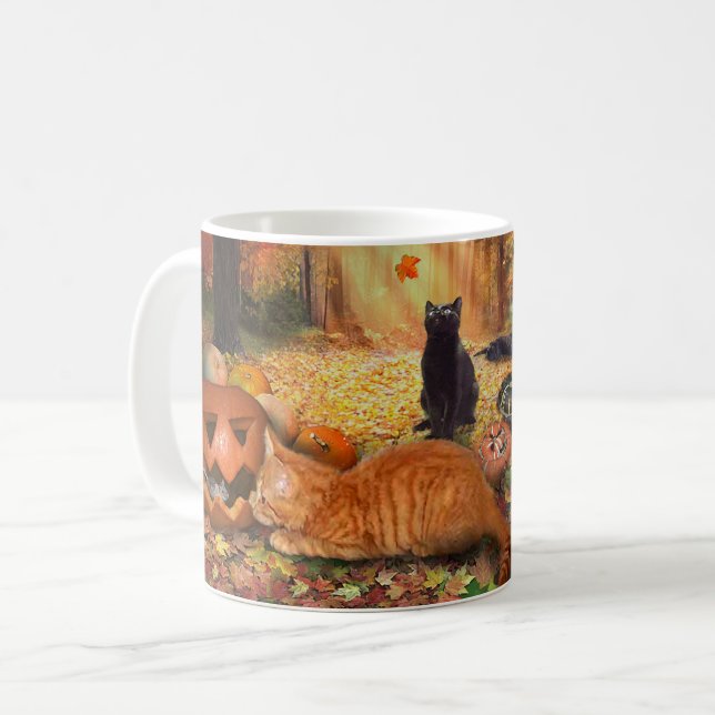 Taza De Café Gatos en otoño (Anverso izquierdo)