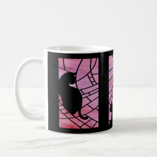 Taza De Café Gatos en una vidriera amanecer