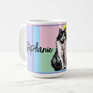 Taza De Café Gatos Esmoquin Pastel Gatos Mujeres Colores Pastel