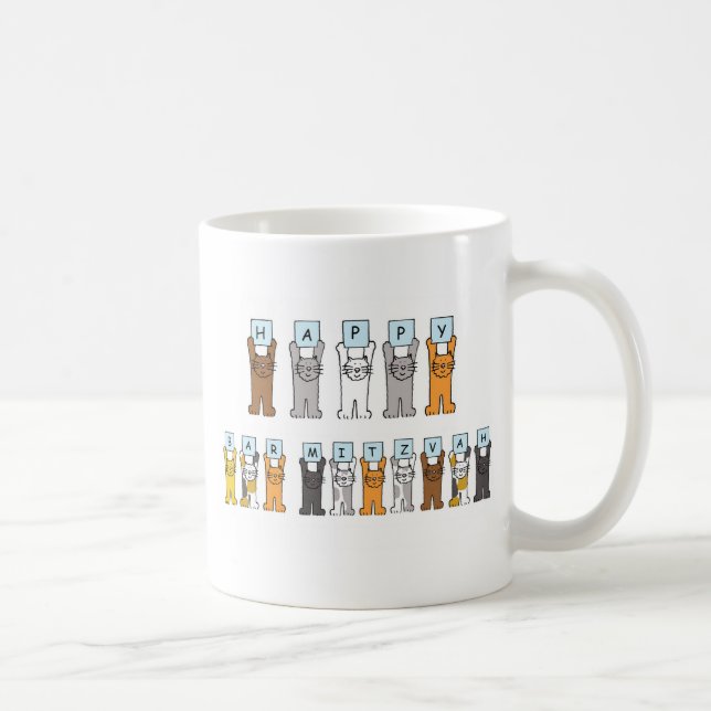 Taza De Café Gatos felices del dibujo animado de Mitzvah de la (Derecha)