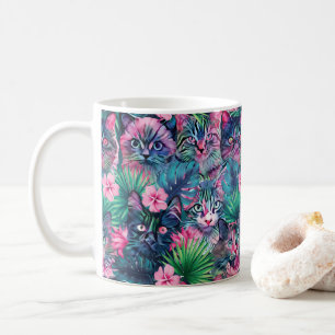 Taza De Café Gatos florales de verano