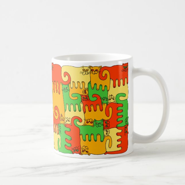 Taza De Café Gatos "hojas del rompecabezas de otoño " (Derecha)