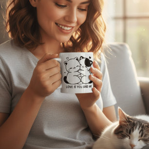 Taza De Café Gatos Kawaii Adorables Abrazándose El Amor Eres Tú