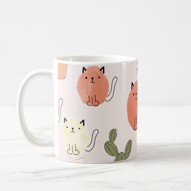 Taza De Café Gatos Kitty Kitten: Patrón animal lindo (Izquierda)