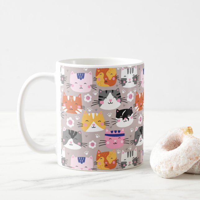 Taza De Café Gatos Lindos Coloridos (Con donut)