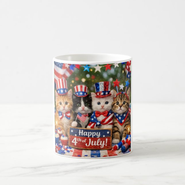 Taza De Café Gatos lindos de julio  (Centro)