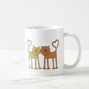 Taza De Café Gatos lindos del dibujo animado con las colas