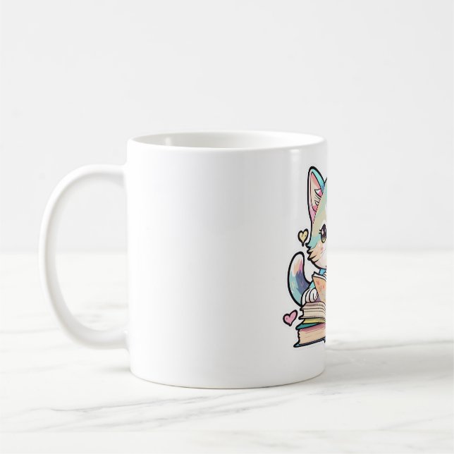 Taza De Café gatos lindos diseño asombroso leer libros de gato (Izquierda)