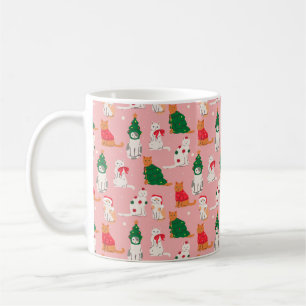 Taza De Café Gatos navidades en patrón de vestimenta festiva