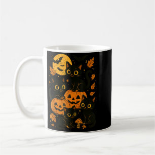 Taza De Café Gatos Negros Con Jack O Lanterns Luna Y Murciélago