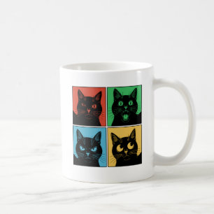 Taza De Café Gatos negros curiosos divertidos vintage