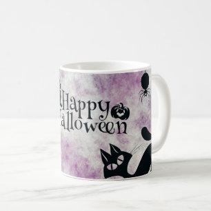 Taza De Café Gatos Negros de Halloween Calabazas Malvadas Búhos