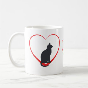Taza De Café Gatos negros en corazones rojos abiertos