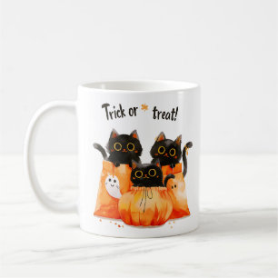 Taza De Café Gatos negros en la bolsa de caramelos Halloween