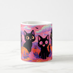 Taza De Café Gatos negros en una abrazadera de calabaza