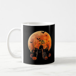 Taza De Café Gatos Negros Luna Llena Divertido Amante de Animal
