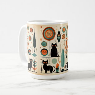 Taza De Café Gatos negros modernistas de mediados de siglo Nara