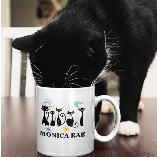Taza De Café Gatos negros modernos de mediados del siglo XX (Subido por el creador)