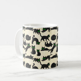 Taza De Café Gatos Negros Ojos Verdes Gatitos Lindos Calor Crem