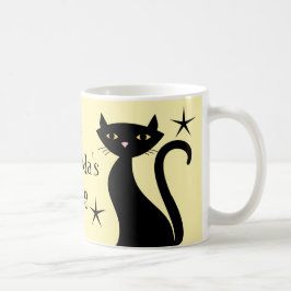 Taza De Café Gatos negros retro, amarillo sunnyday