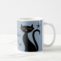 Gatos negros retro, azul boom de la construcción