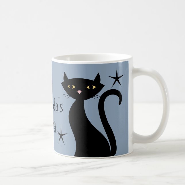 Taza De Café Gatos negros retro, azul boom de la construcción (Derecha)