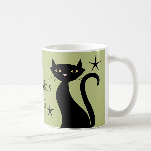 Taza De Café Gatos negros retro, verde de trigo (Derecha)