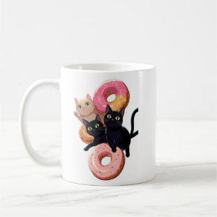 Taza De Café "Gatos negros y donuts deliciosos: una combinación