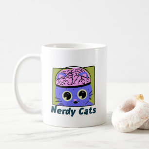 Taza De Café Gatos Nerdy, diseño del cerebro café Mug