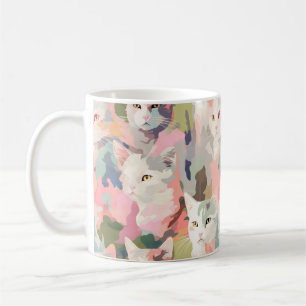 Taza De Café Gatos Pastel Patrón Colorido