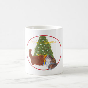 Taza De Café Gatos Persas Rojo y Calico Navidad