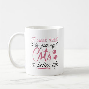 Taza De Café Gatos Trabajo Duro