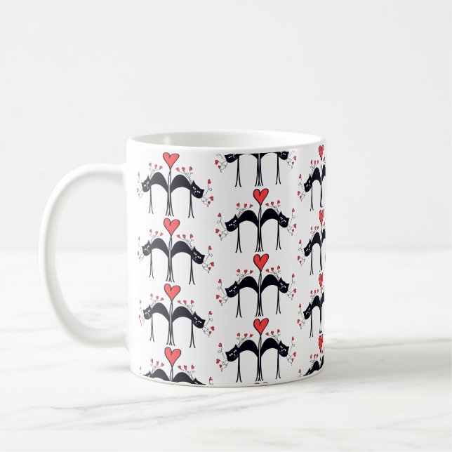 Taza De Café Gatos y corazón Café Mug (Izquierda)