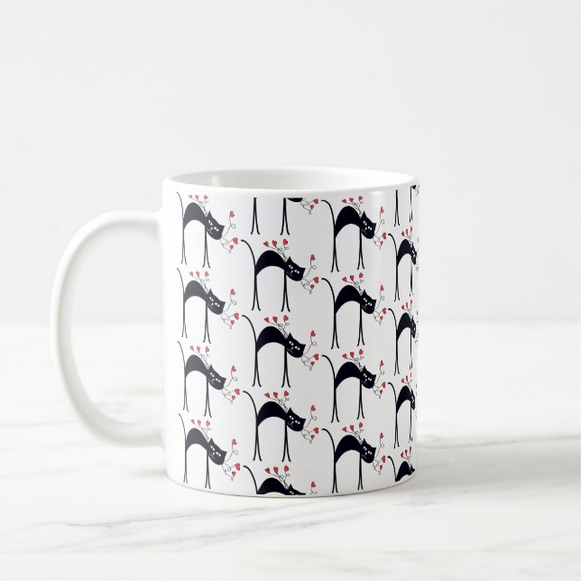 Taza De Café Gatos y corazón Café Mug (Izquierda)