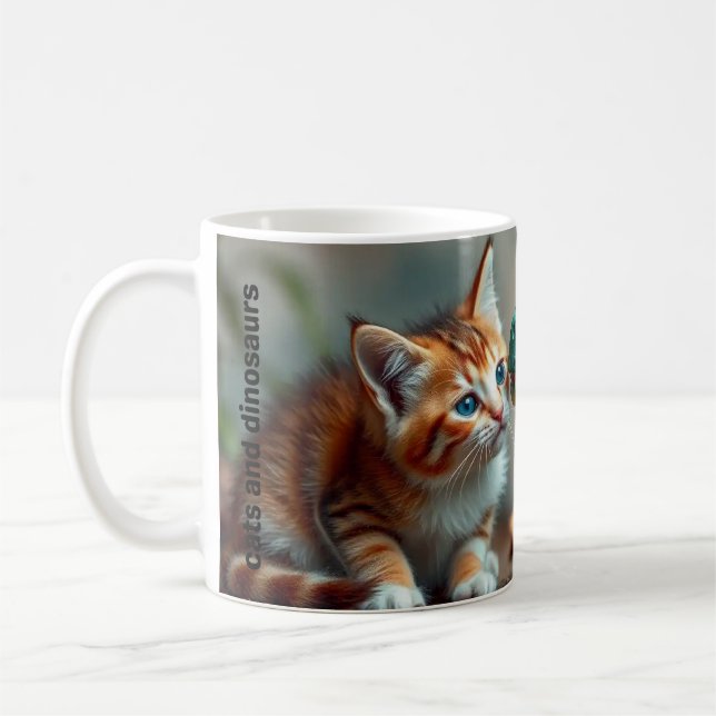 Taza De Café Gatos y dinosaurios latas (Izquierda)
