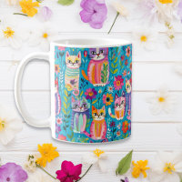 Gatos y flores coloridas cumpleaños suntuoso