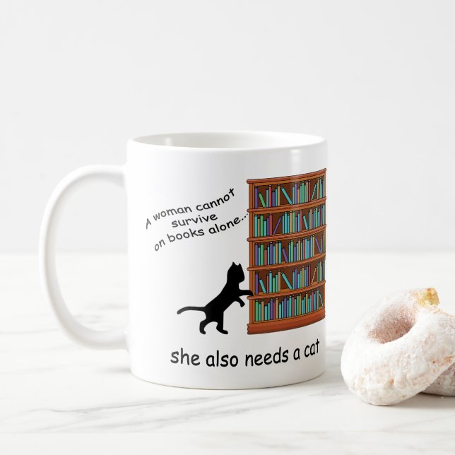 Taza De Café Gatos y libros (Con donut)