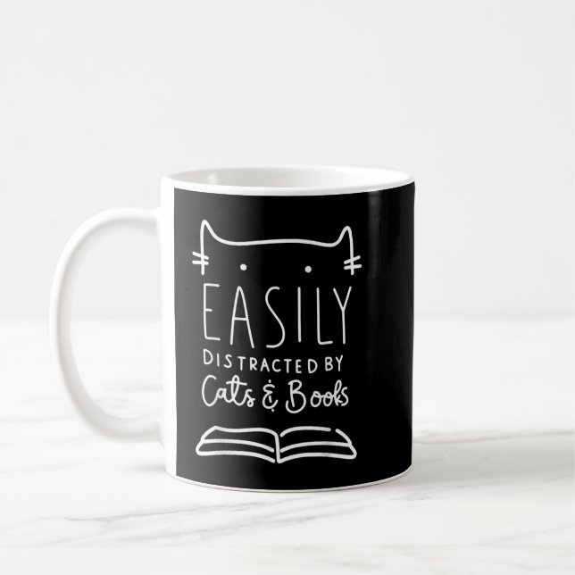 Taza De Café Gatos Y Libros Distraídos Fácilmente Regalo Gracio (Izquierda)
