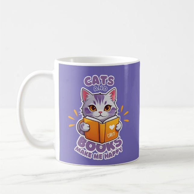 Taza De Café Gatos y libros me hacen feliz
