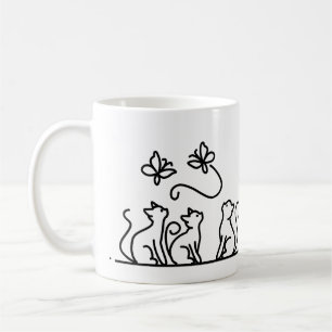Taza De Café Gatos y mariposas