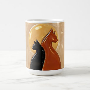 Taza De Café Gatos Yin Yang Cerámica