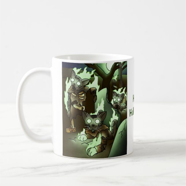 Taza De Café Gatos Zombie de Halloween (Izquierda)