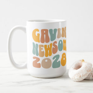 Taza De Café Gavin Newsom 2028 Para Presidente Wavy Textos