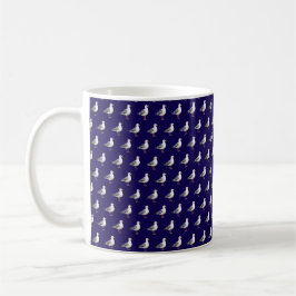 Taza De Café Gaviota Ave Playa Océano Costa Acuarela Azul