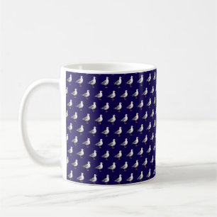 Taza De Café Gaviota Ave Playa Océano Costa Acuarela Azul