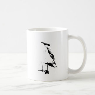 Taza De Café Gaviota negra del esquema de la tinta