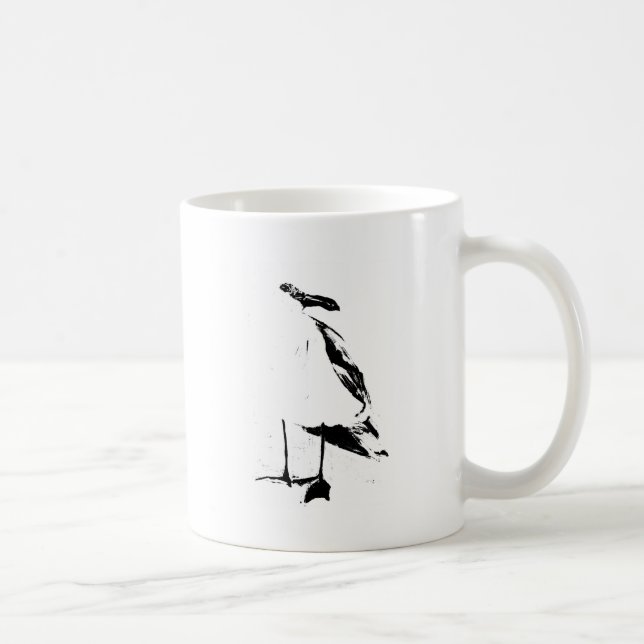 Taza De Café Gaviota negra del esquema de la tinta (Derecha)