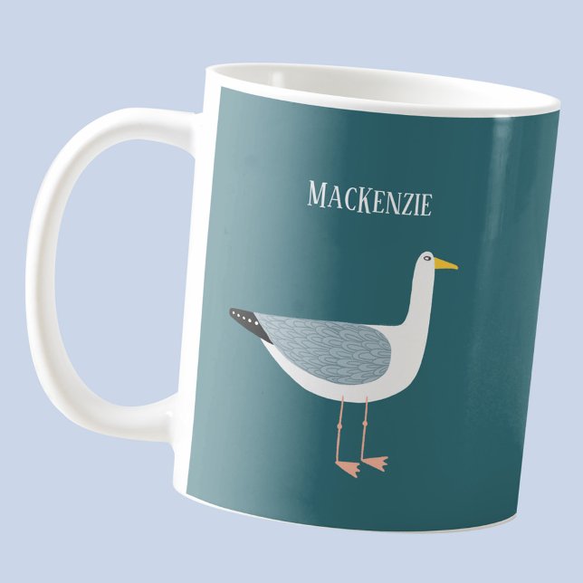 Taza De Café Gaviota personalizada (Fun seagull personalized mug)