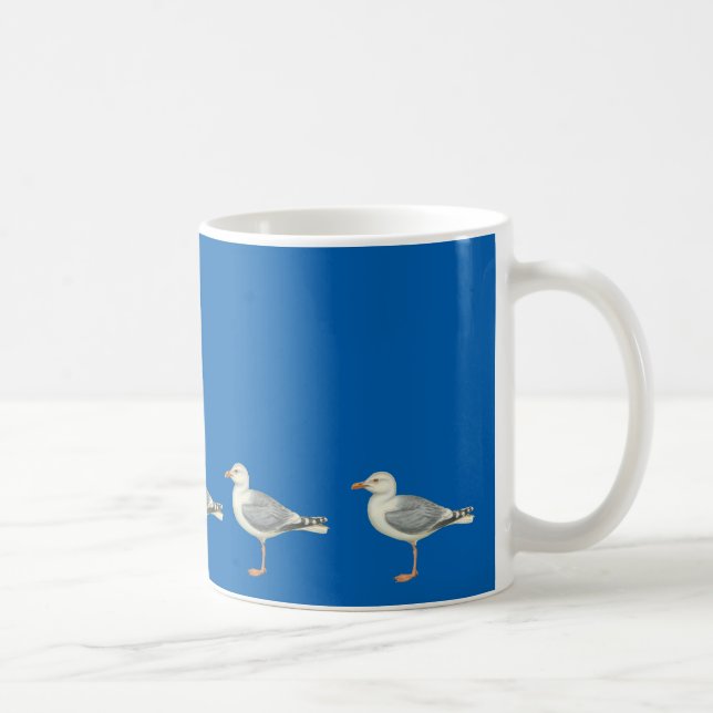 Taza De Café Gaviotas de fondo azul (Derecha)